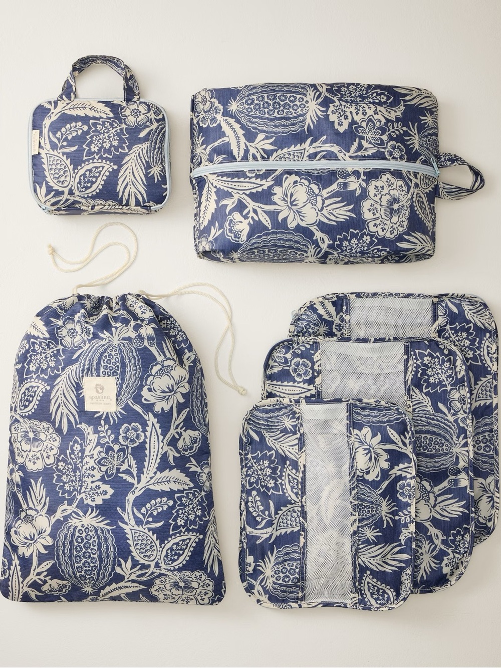 Spartina 449 Navy and Cream Flagler Blue Packing Cube 6-Piece Set